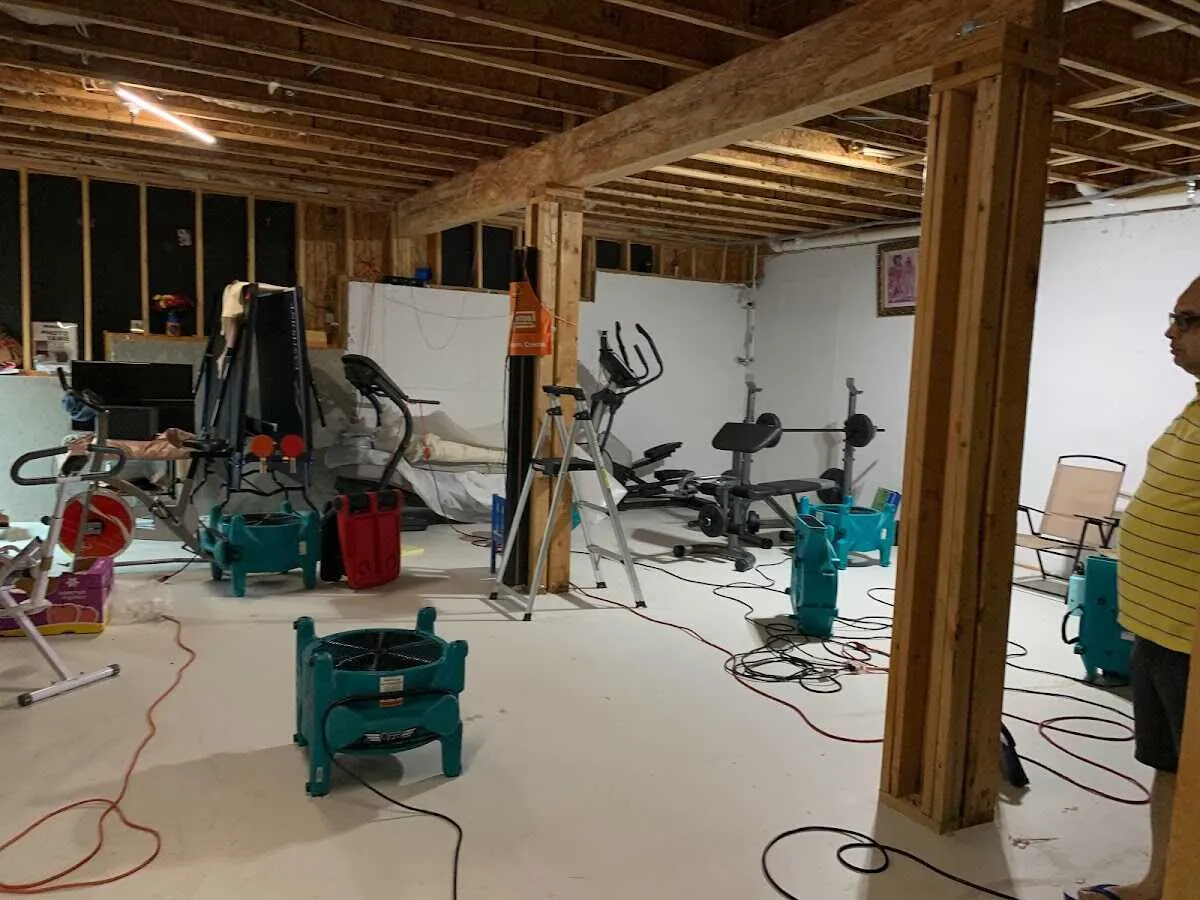 Basement drying equipment setup for Contents Cleaning & Restoration in Sunland Park